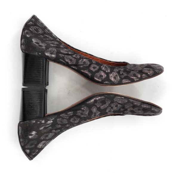 LANVIN Paris Metallic Spotted Leopard Pump Black Silver - Picture 8 of 10